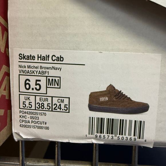 VANS X NICK MICHEL MEN\'S 6.5 HALF CAB \'92 MID SNEAKER BROWN NAVY NIB main image 5